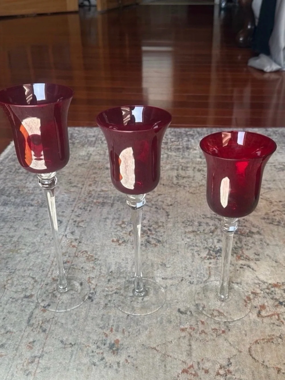 Vintage Ruby Red Glass Votive Candle Holder Set – Set of 5